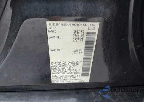 2017 Nissan Altima 2.5 S z USA, uszkodzony, nr VIN 1N4AL3AP5HN320511